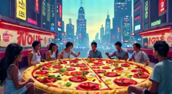 Eine digitale Pizzapartie